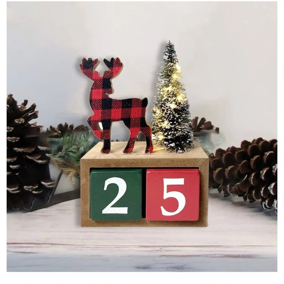 Plaid Elk and Tree Holiday Decor Brand New - Picture 6 of 13